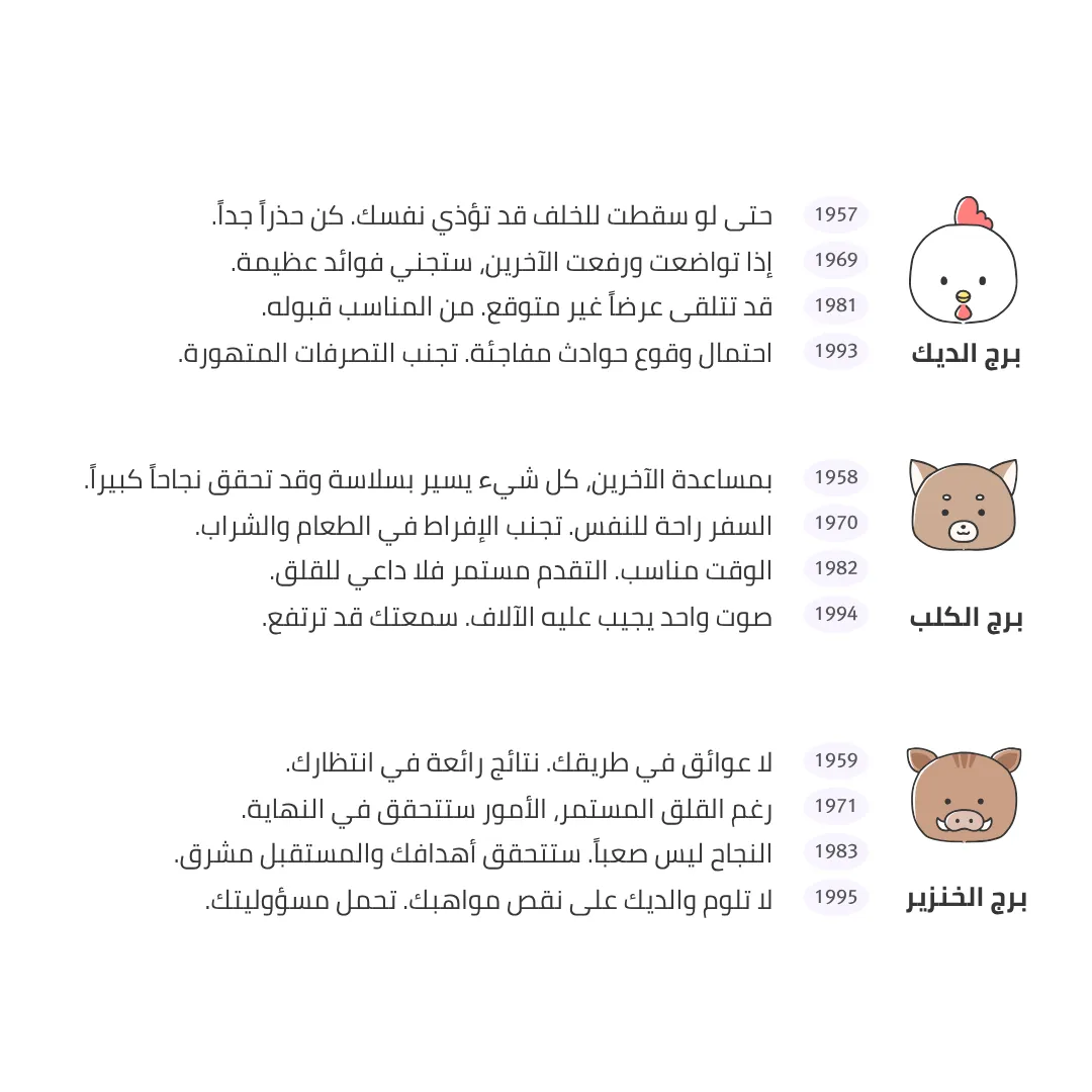 الديك والكلب والخنزير — ملخص حظ اليوم 1 نوفمبر 2025